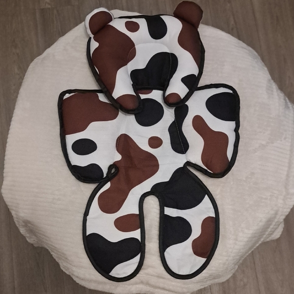 Brown and White Cow Print Baby Head Support For Carseat - Picture 6 of 6